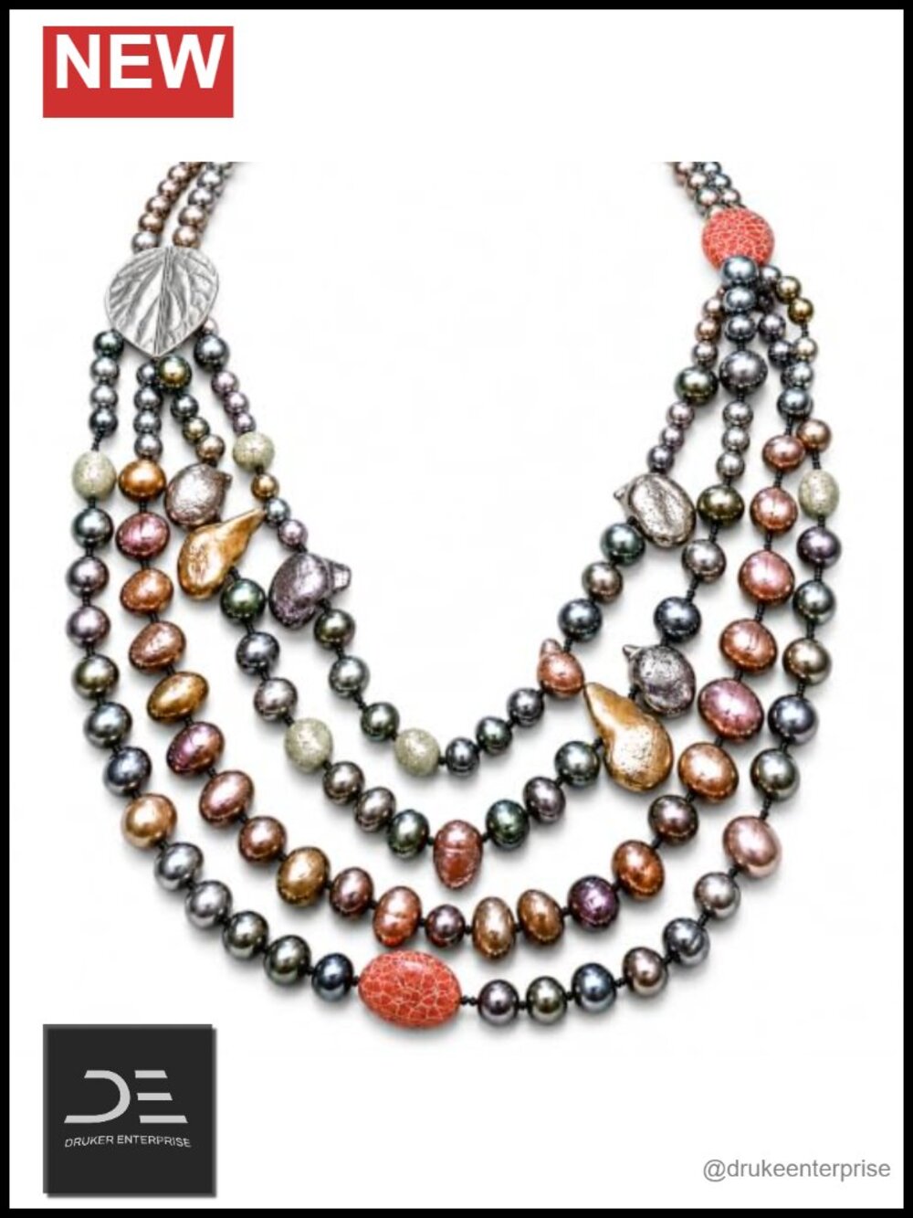 Elegant Multi-Strand Freshwater Pearl Necklace 24" with Silver Clasp